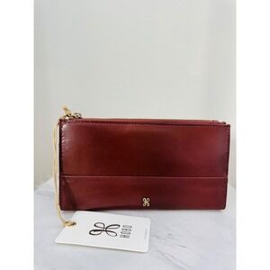 Hobo Jill Large Bifold Polished Leather Wallet, Chocolate Brown, NWT